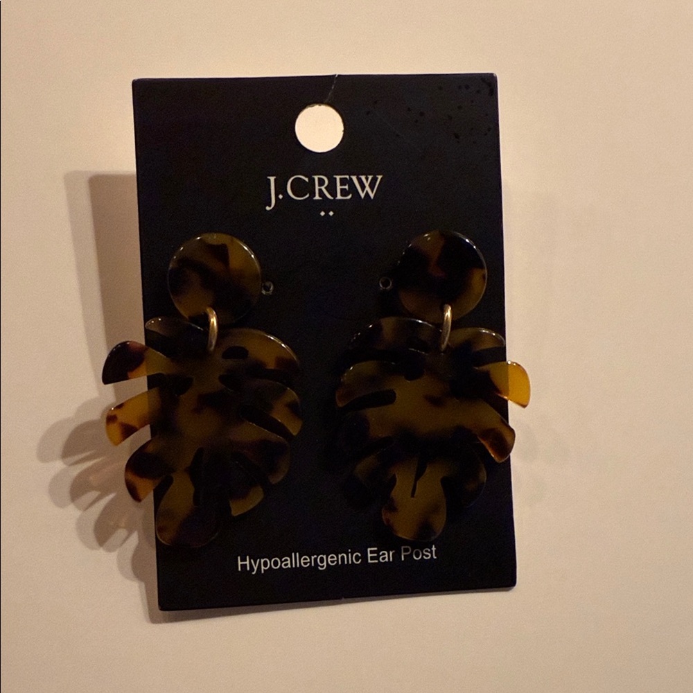 J. Crew Brown Leaf Earrings